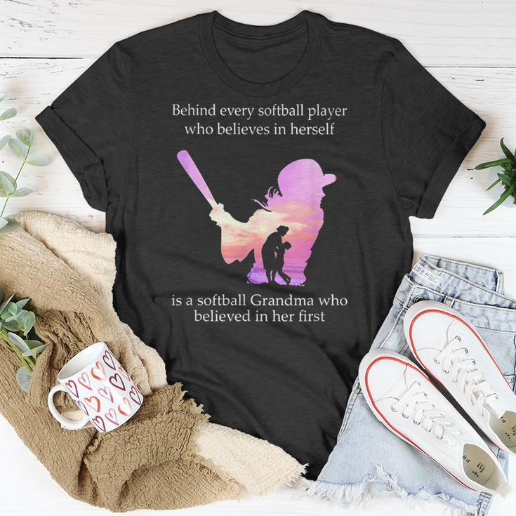 Behind Every Softball Player Is A Softball Grandma Unisex T-Shirt Unique Gifts