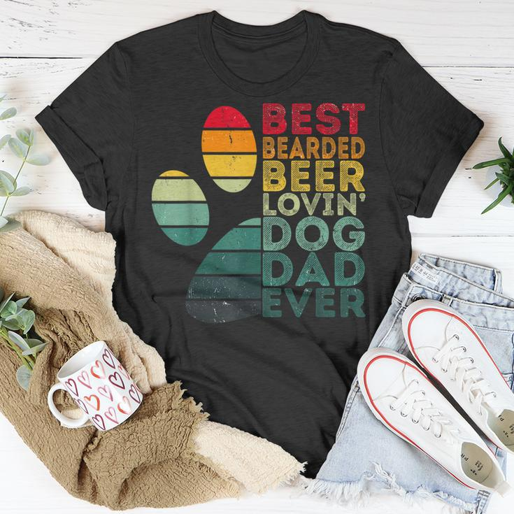 Best Bearded Beer Lovin Dog Dad Ever Retro Vintage Unisex T-Shirt Funny Gifts