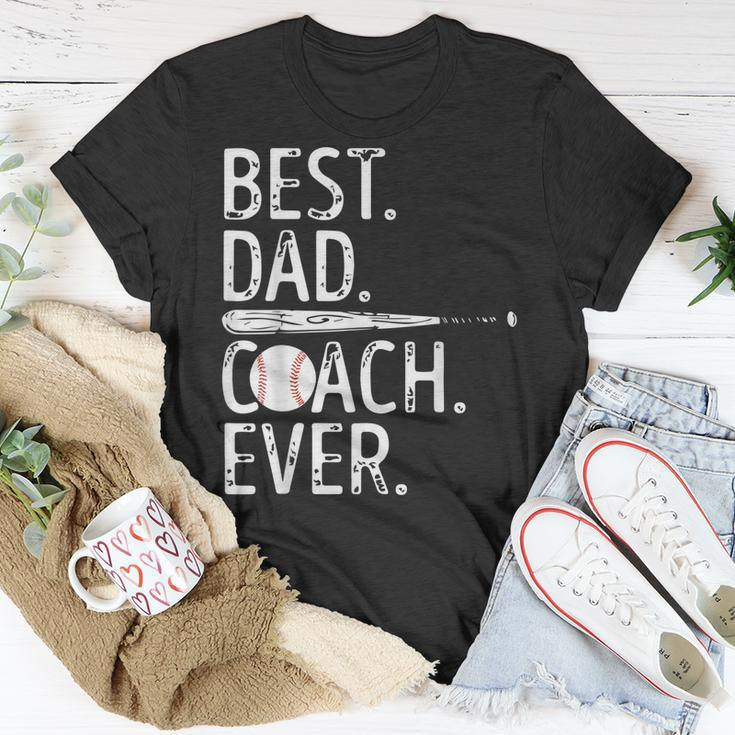 Best Dad Coach Ever Baseball Patriotic For Fathers Day Gift For Mens Unisex T-Shirt Funny Gifts