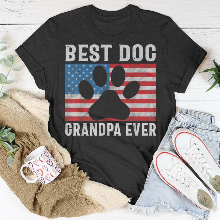 Best Dog Grandpa Ever 4Th Of July American Flag Patriotic Gift For Mens Unisex T-Shirt Funny Gifts