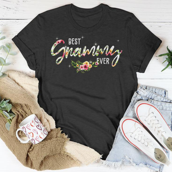 Best Grammy Ever Flowers Mothers Day Birthday Mom Grandma Unisex T-Shirt Funny Gifts