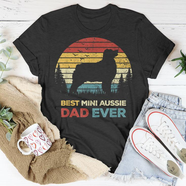 Best Mini Aussie Dad Ever Retro Australian Shepherd Dog Unisex T-Shirt Funny Gifts