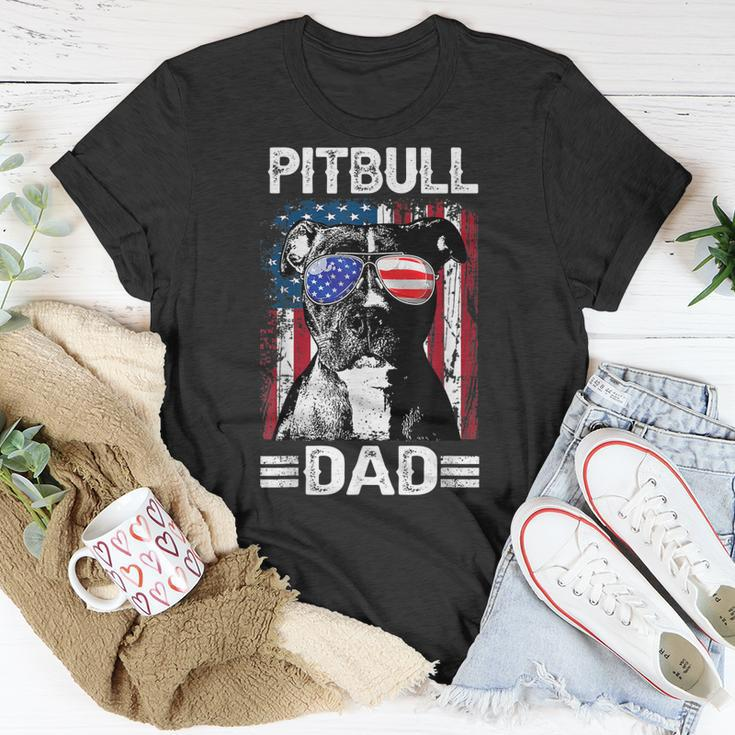 Best Pitbull Dad Ever American Flag 4Th Of July Gift For Mens Unisex T-Shirt Funny Gifts
