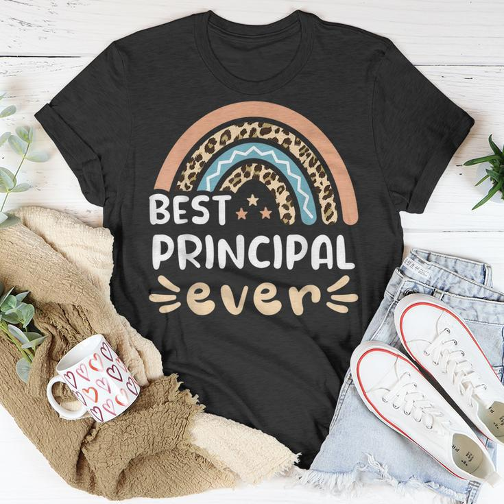 Best Principal Ever Leopard Rainbow Mom Unisex T-Shirt Funny Gifts