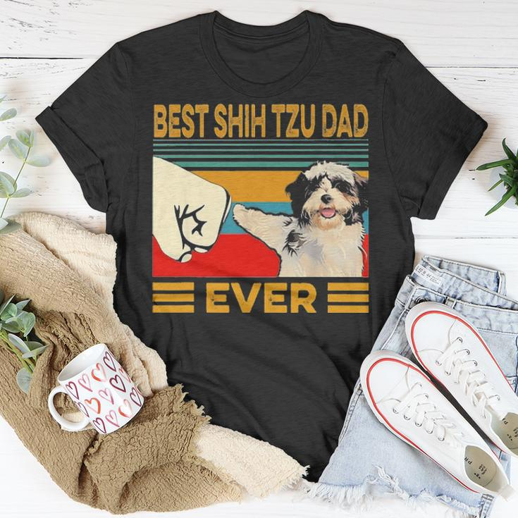 Best Shih Tzu Dad Ever Retro Vintage V2 Unisex T-Shirt Funny Gifts