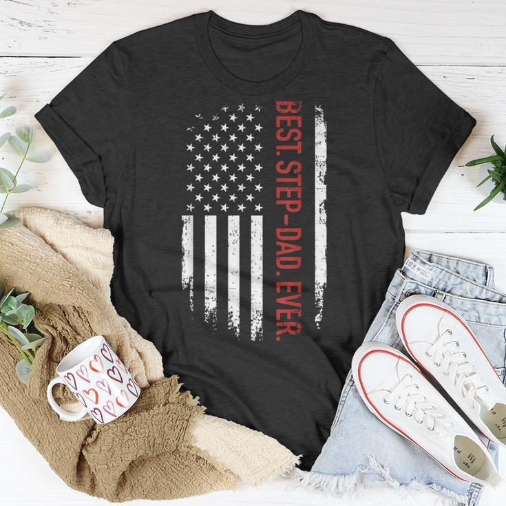 Best Stepdad Ever With Us American Flag For Fathers Day Gift For Mens Unisex T-Shirt Funny Gifts