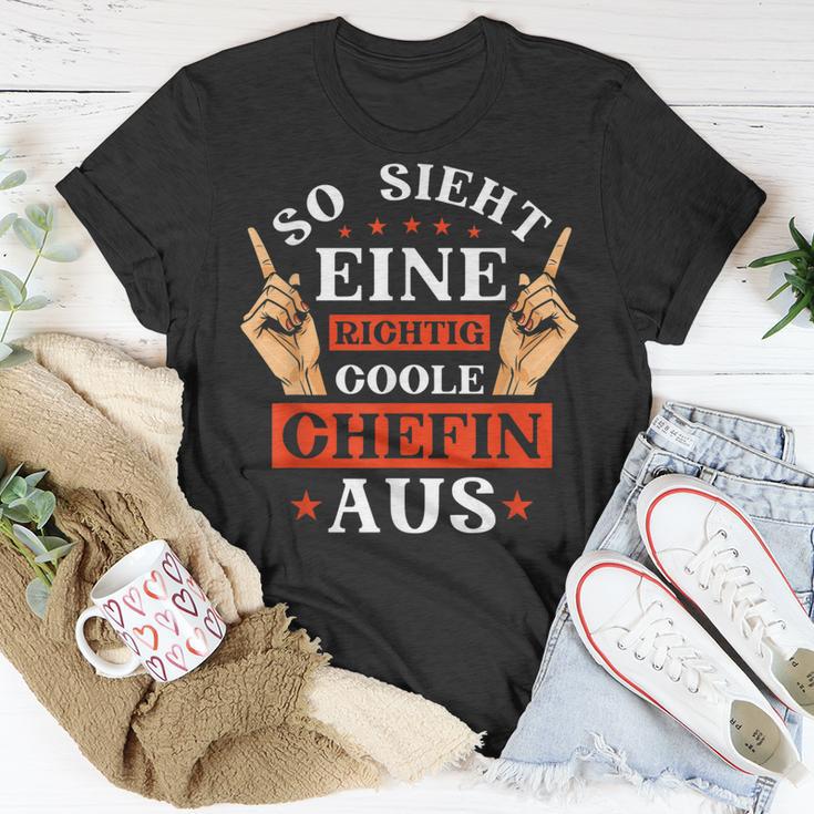 Beste Chefin Spruch So Sieht Eine Richtig Coole Chefin Aus T-Shirt Lustige Geschenke