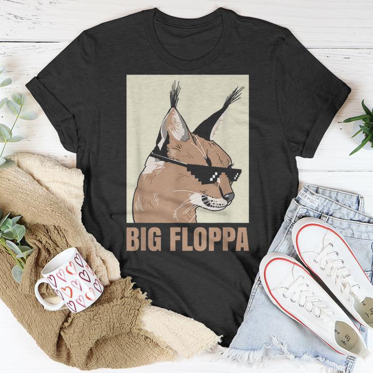 Big Floppa is Calling Funny Caracal Big Cat Meme Black Cotton T-Shirt S-5XL