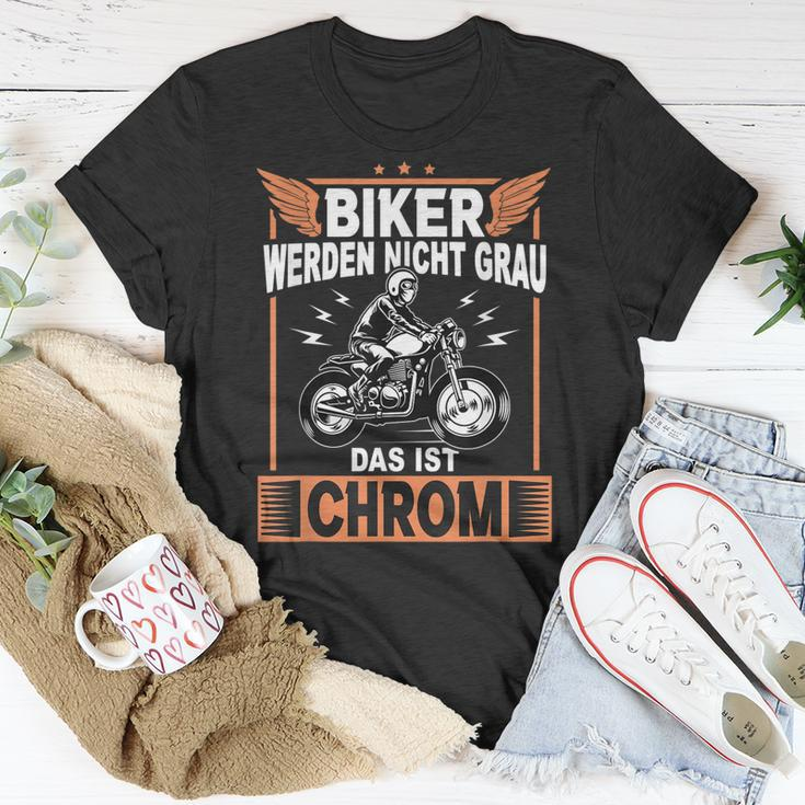 Biker Grau Chrom Motorrad Motorradfahrer Motorradfahren T-Shirt Lustige Geschenke