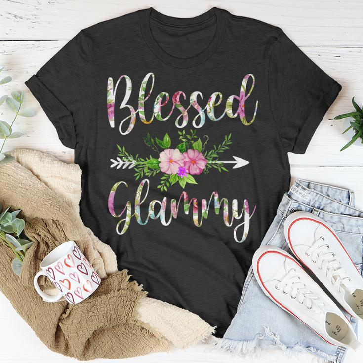 Blessed Glammy Floral For Women Grandma T-Shirt Funny Gifts
