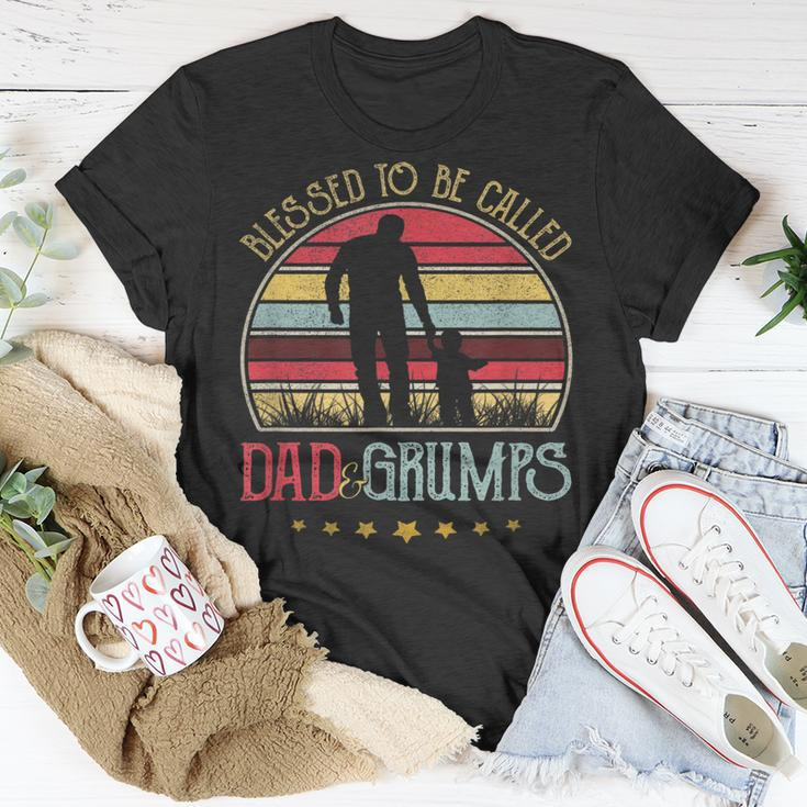 Blessed To Be Called Dad And Grumps Vintage Fathers Day Unisex T-Shirt Unique Gifts