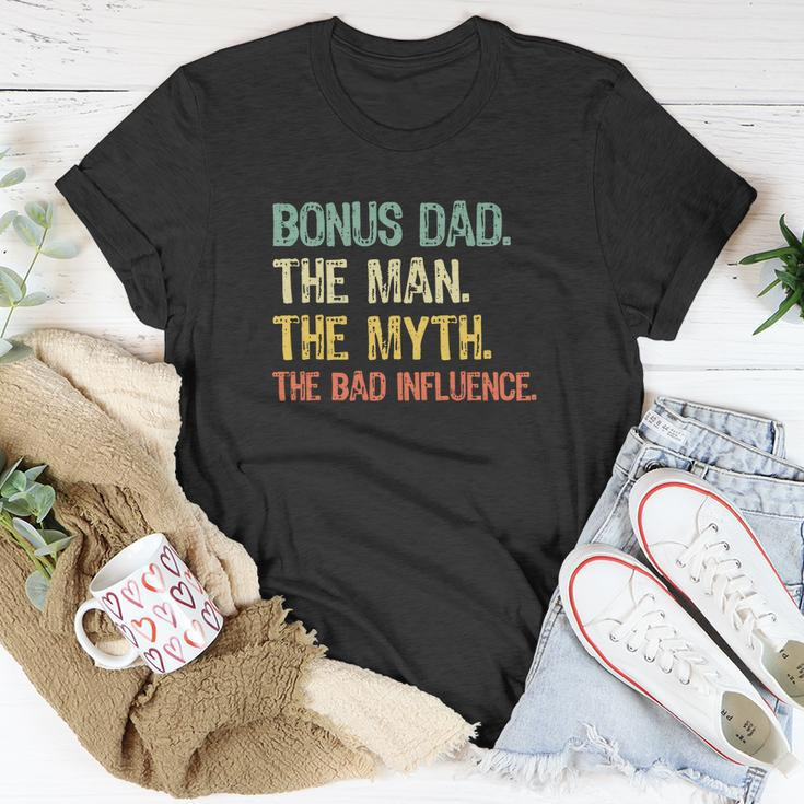Bonus Dad The Man Myth Bad Influence Retro Gift Christmas V2 Unisex T-Shirt Unique Gifts