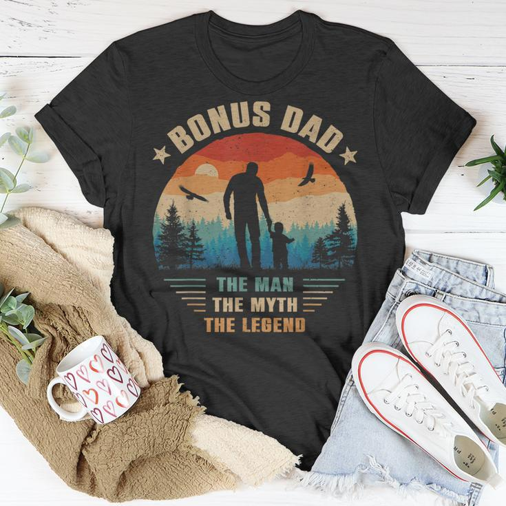 Bonus Dad The Man The Myth The Legend Men Sunset Stepdad Unisex T-Shirt Funny Gifts