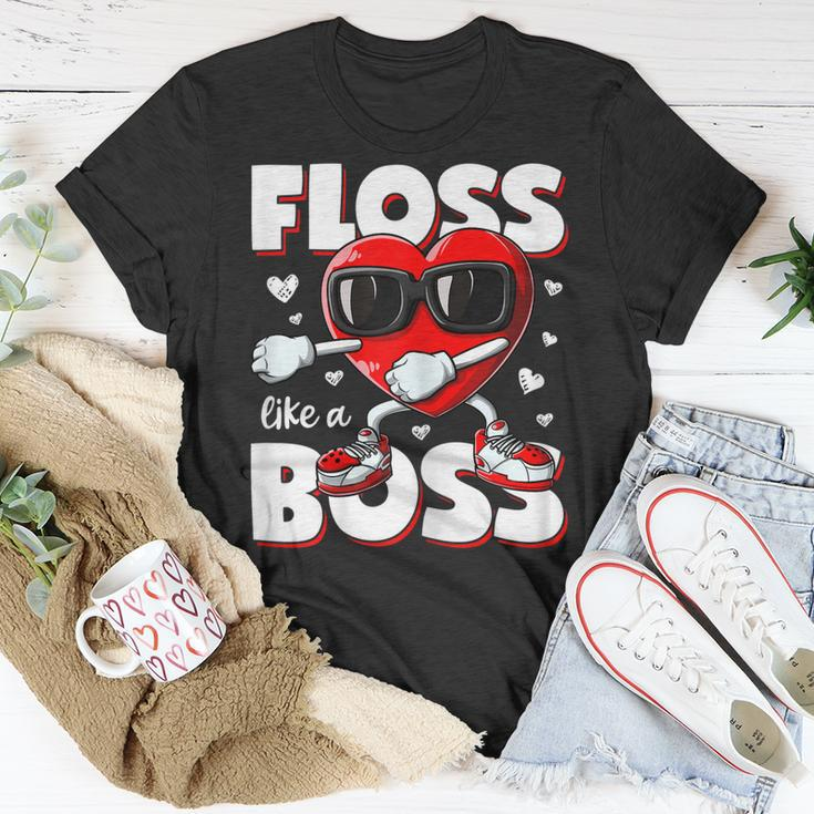 Boys Valentines Day Shirt Kids Floss Like A Boss Flossing Unisex T-Shirt Unique Gifts