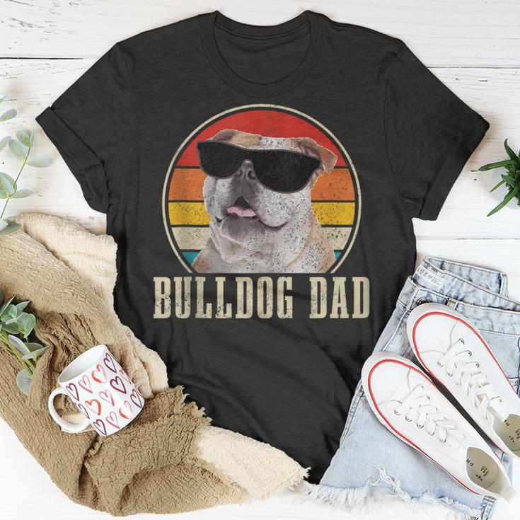 Mens Bulldog Dad Vintage Sunglasses Dog English Bulldog T-Shirt Funny Gifts