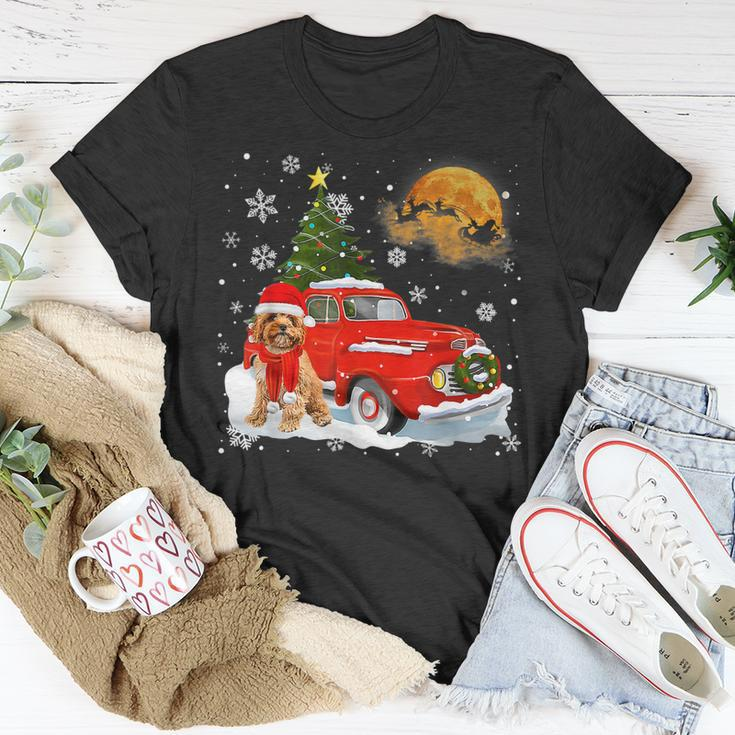 Cavoodle Dog Riding Red Truck Christmas Decorations T-shirt Funny Gifts