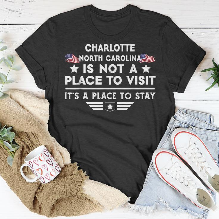 Charlotte North Carolina Ort Zum Besuchen Bleiben Usa City T-Shirt Lustige Geschenke