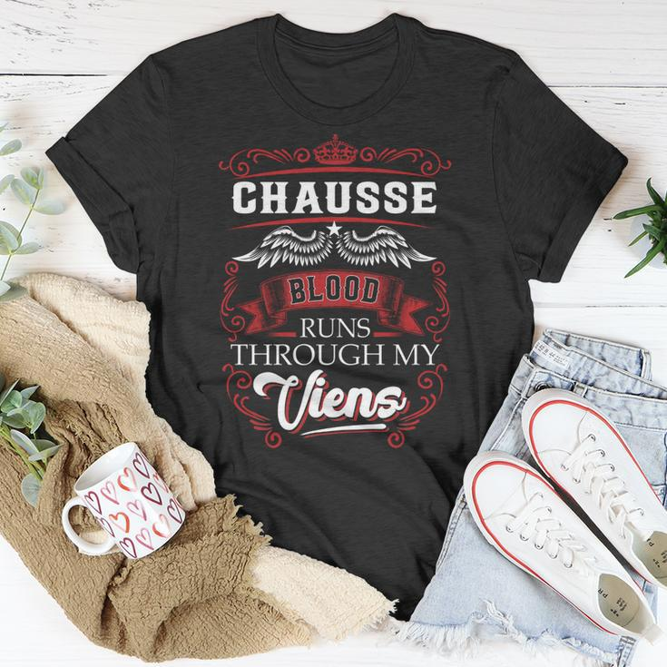 Chausse Blood Runs Through My Veins Unisex T-Shirt Funny Gifts