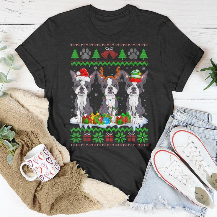 Christmas Boston Terrier Dog Puppy Lover Ugly Xmas Sweater T-shirt Funny Gifts