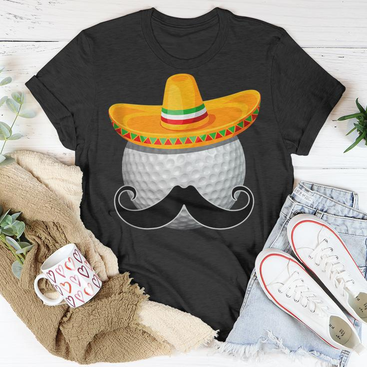 Cinco De Mayo Golf Ball Mustache Mexican Golf Player T-Shirt Funny Gifts