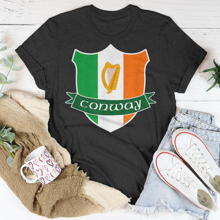 Conway Irish Name Ireland Flag Harp Family Unisex T-Shirt Funny Gifts