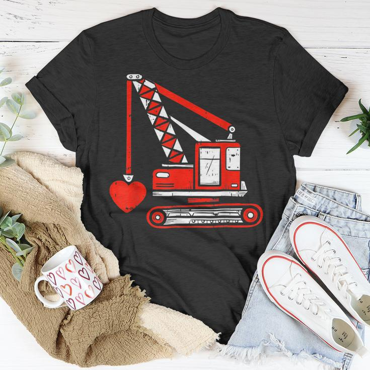 Crane Heart Valentines Day Couples Boys Kids T-Shirt Funny Gifts