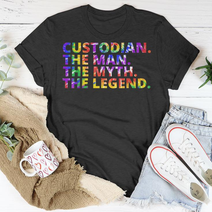 Custodian The Man The Myth The Legend Tie Dye Back To School Unisex T-Shirt Funny Gifts