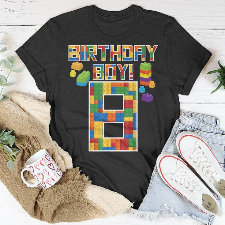 Cute 8Th Birthday Gift 8 Years Old Block Building Boys Kids Unisex T-Shirt Unique Gifts