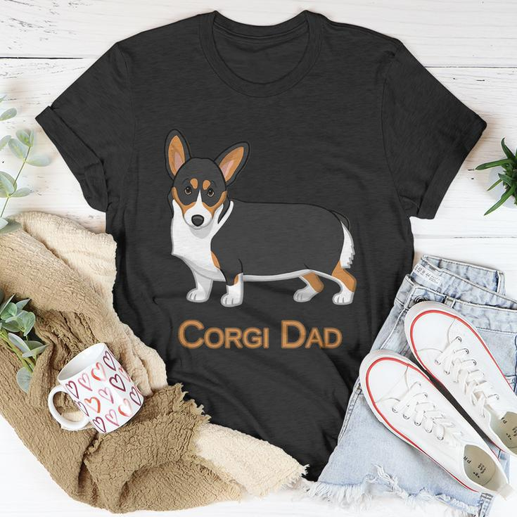 Cute Black Tricolor Pembroke Corgi Dad Dog Lovers Tshirt Unisex T-Shirt Unique Gifts