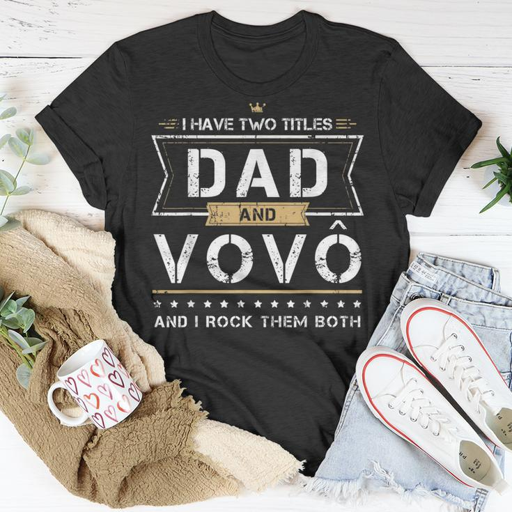 Mens Dad & Vovo Portuguese Grandpa I Rock Them Both T-Shirt Funny Gifts