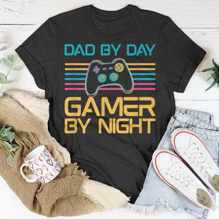 Dad By Day Gamer By Night Video Games Lover Gamer Dad T-Shirt Funny Gifts