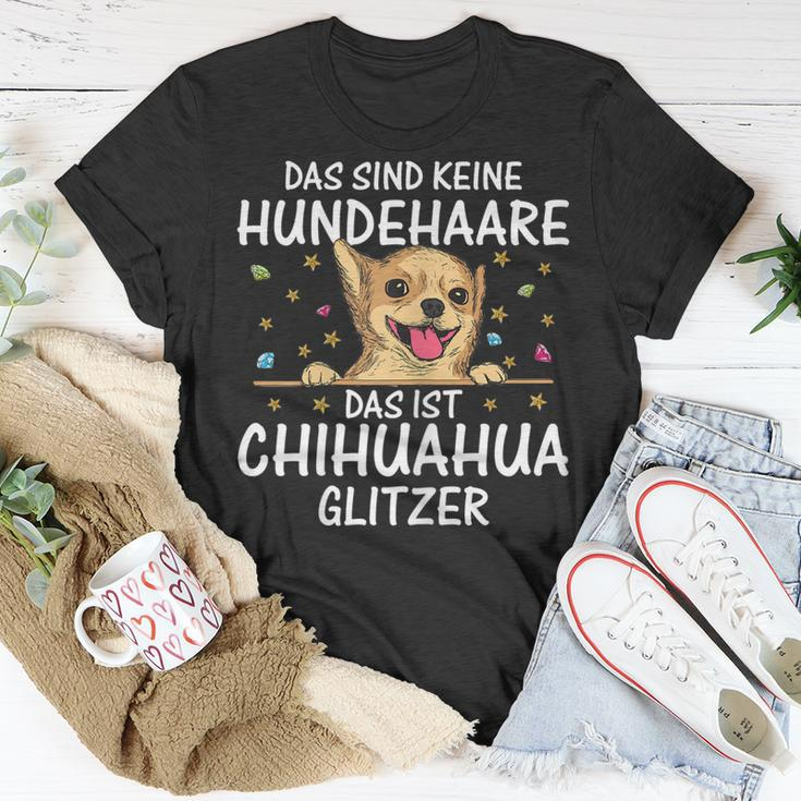 Damen Chihuahua Glitzer T-Shirt, Süßer Welpen Spruch für Hundehalter Lustige Geschenke