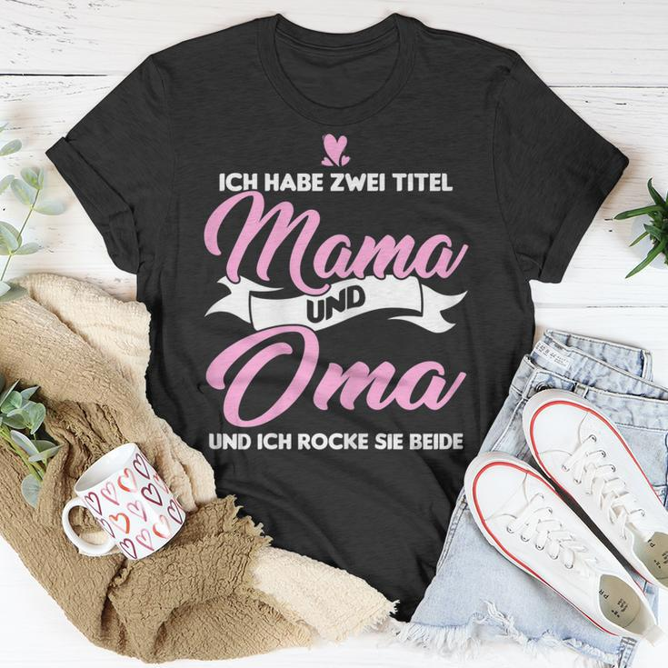 Damen Ich Habe Zwei Titel Mama Und Oma Mama Oma T-Shirt Lustige Geschenke