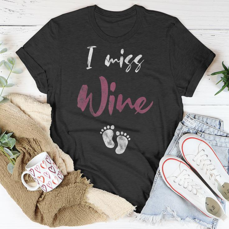 Damen I Miss Wine Ich Vermisse Wein Schwanger Mama Schwangerschaft T-Shirt Lustige Geschenke