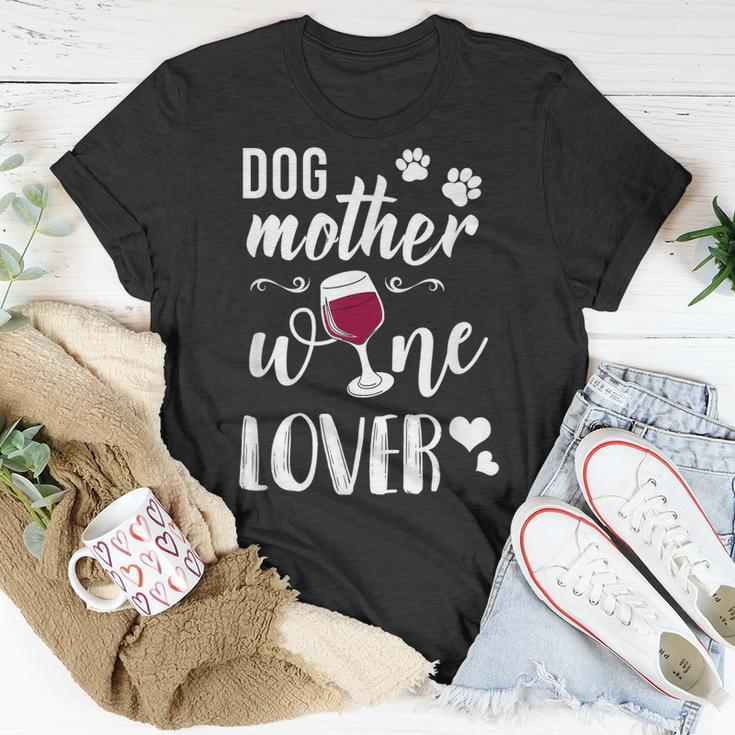 Dog Mother Wine Lover Lustiges Hunde Mum Wein T-Shirt Lustige Geschenke