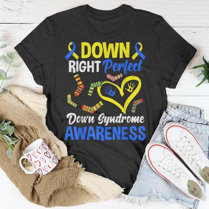 Down Right Perfect T21 World Down Syndrome Day Awareness Unisex T-Shirt Unique Gifts