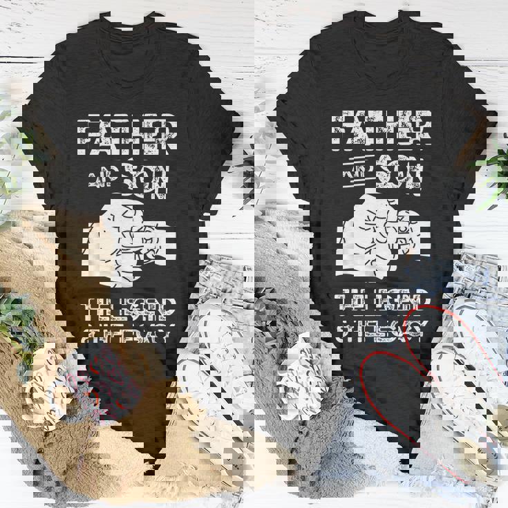 Father And Son The Legend And The Legacy Fist Bump Matching Unisex T-Shirt Unique Gifts Father And Son The Legend And The Legacy Fist Bump Matching Unisex T-Shirt Unique Gifts