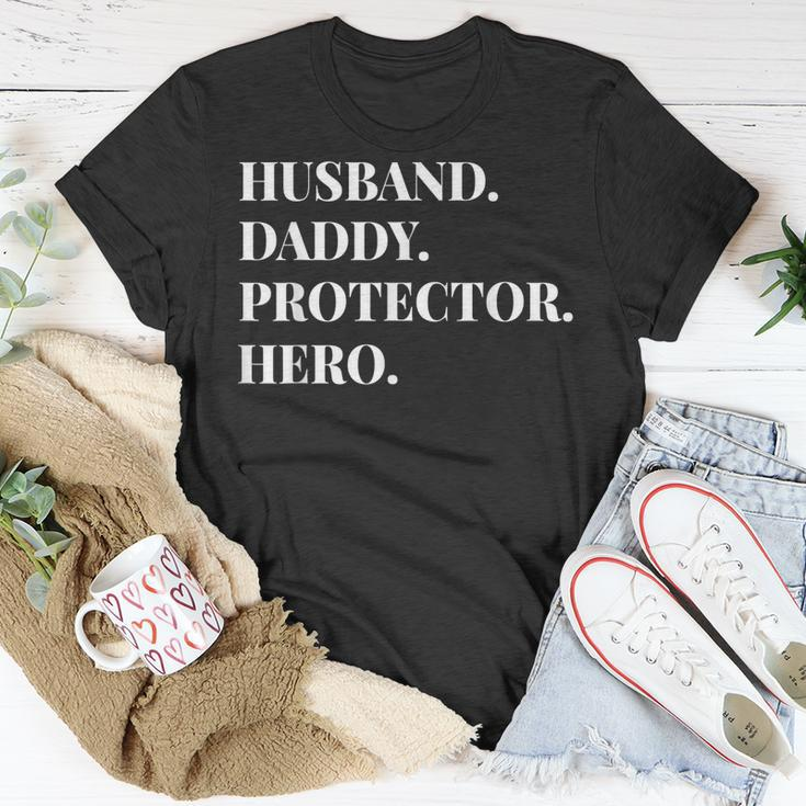 Fathers Day Husband Daddy Protector Hero Dad Gift Unisex T-Shirt Unique Gifts