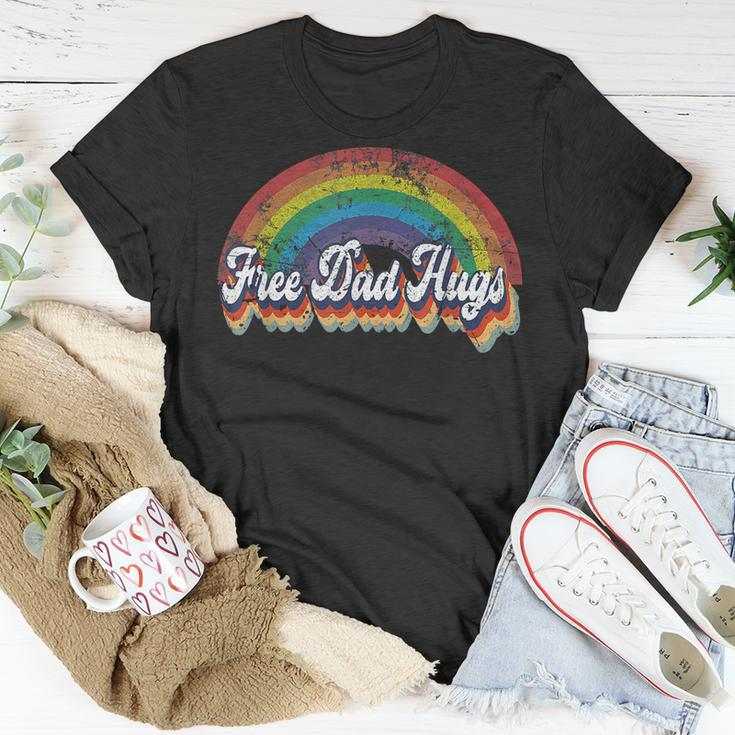 Free Dad Hugs Rainbow Flag Gay Lgbt Pride Month Daddy Unisex T-Shirt Funny Gifts