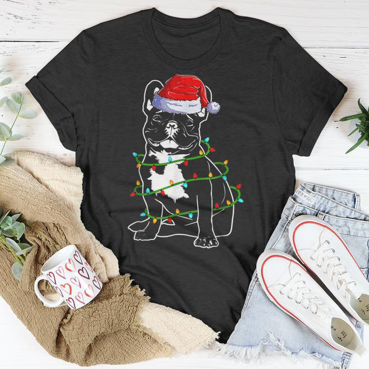 French Bulldog Christmas Dog Mom Dad Christmas Lights T-shirt Funny Gifts