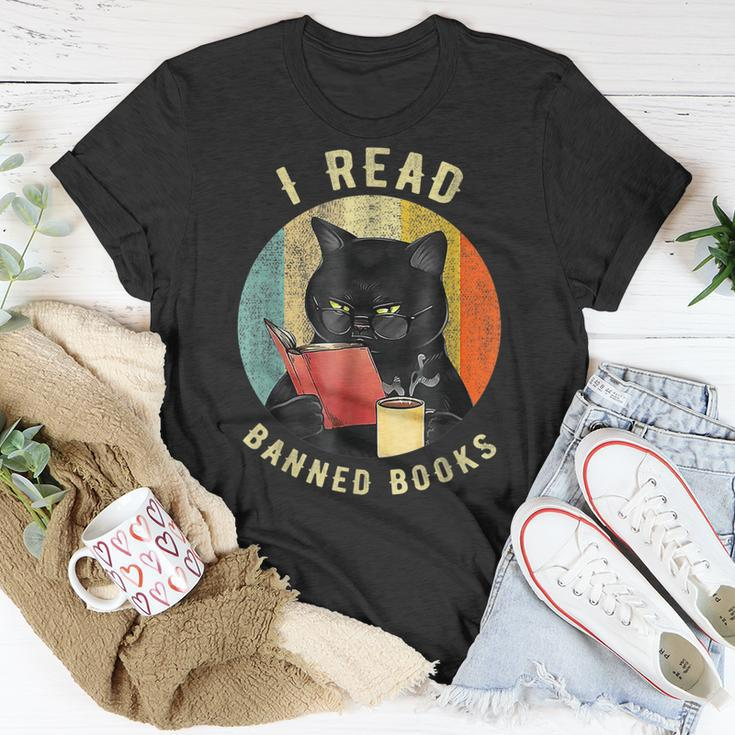 Funny Cat I Read Banned Books Bookworms Loves Reading Books Unisex T-Shirt Unique Gifts