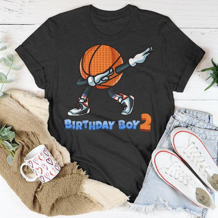 Funny Dabbing Basketball Ball 2Nd Birthday Boy 2 Years Old Unisex T-Shirt Unique Gifts