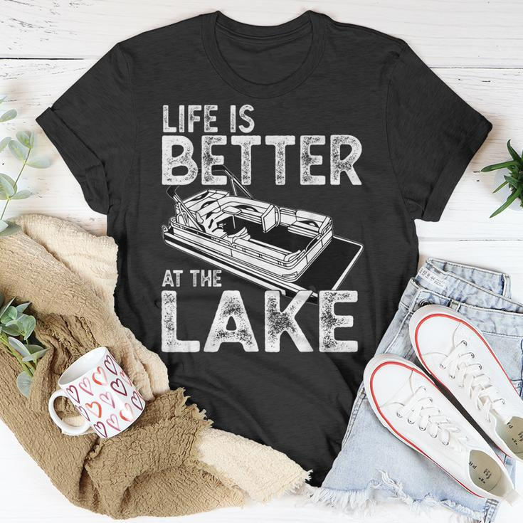 Funny Pontoon Captain Life Is Better At The Lake Boating Unisex T-Shirt Funny Gifts