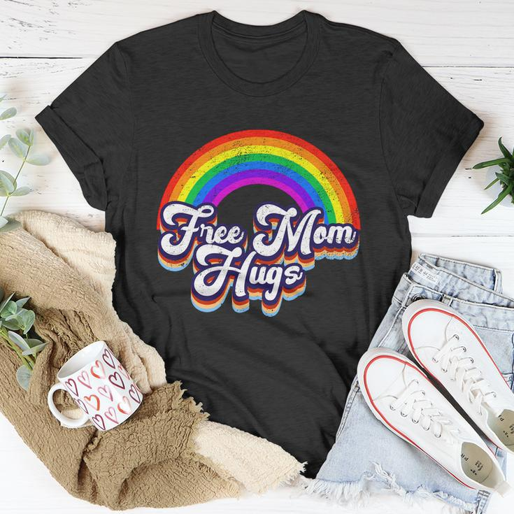 Funny Retro Vintage Free Mom Hugs Rainbow Lgbtq Pride Unisex T-Shirt Unique Gifts