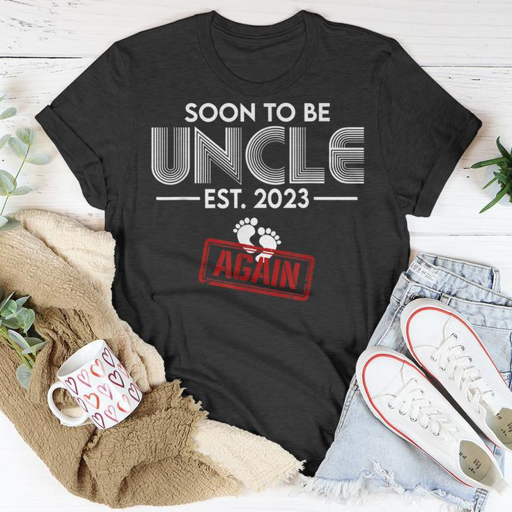 Funny Soon To Be Uncle Again 2023 Gender Reveal Pregnancy Unisex T-Shirt Unique Gifts