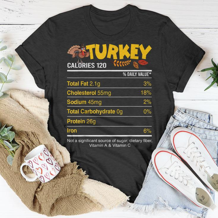 Funny Turkey Nutrition Ingredients Thanksgiving Holiday Gift Unisex T-Shirt Unique Gifts