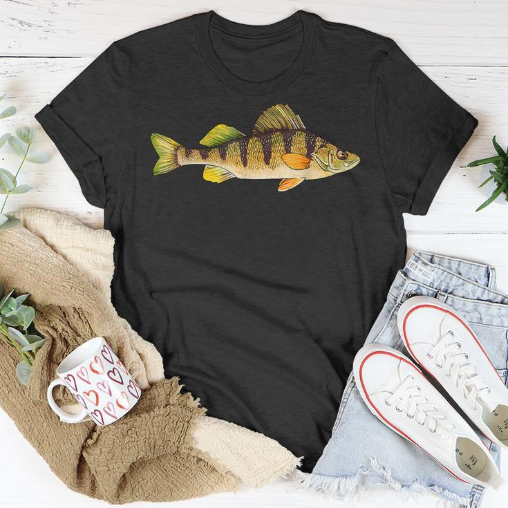 Funny Yellow Perch Fishing Freshwater Fish Angler Unisex T-Shirt Unique Gifts
