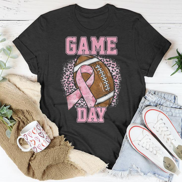 Game Day Breast Cancer Awareness Pink Football Mom Grandma Unisex T-Shirt Unique Gifts