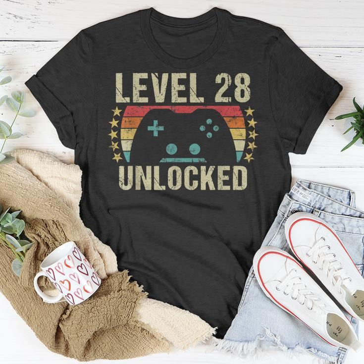 Gaming Vintage 28Th Birthday Gift 28 Year Old Boy Girl Gamer Unisex T-Shirt Unique Gifts