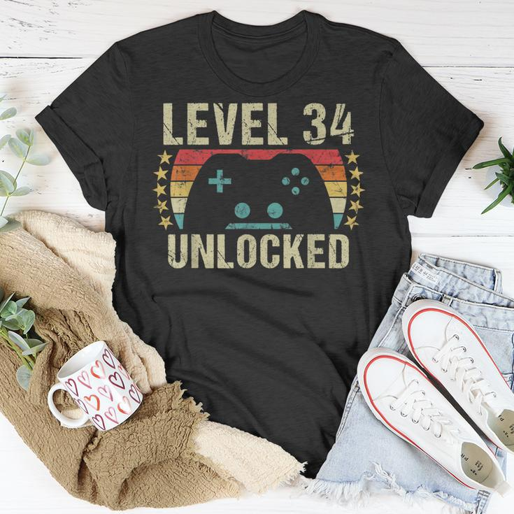 Gaming Vintage 34Th Birthday Gift 34 Year Old Boy Girl Gamer Unisex T-Shirt Unique Gifts